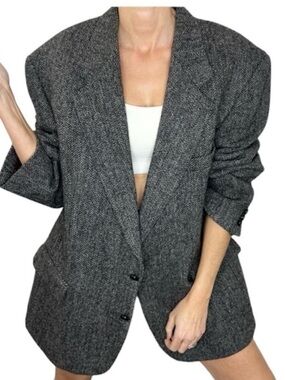Vintage union made Harris Tweed grey wool blazer 46R